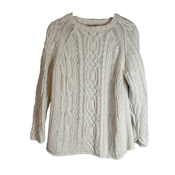 Abercrombie & Fitch Sweaters - Abercrombie & Fitch Y2K Chunky Cable Ivory Knit Sweater Women's Med